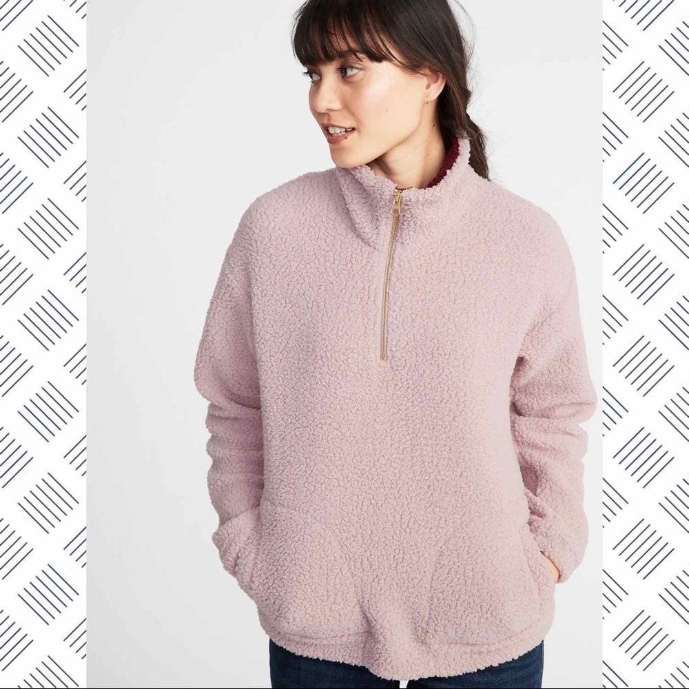 Sherpa mock-neck 1/4 zip pullover